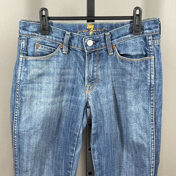 7 For All Mankind Jeans Womens 28 blue denim straight crop boho casual - Picture 2 of 10